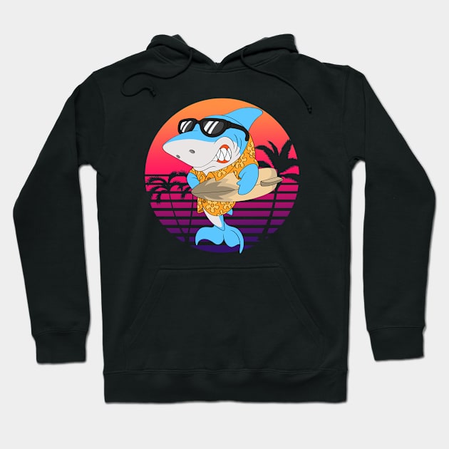 Surfer Shark Surfing Holidays Hoodie by Foxxy Merch